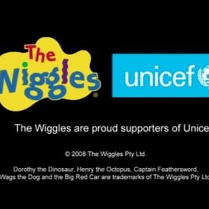 Wiggles Pty Limited (2008, w/white Unicef wordmark and globe log inside a light blue box on right side).